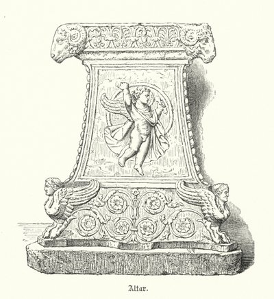Romeins religieus altaar (gravure) door German School