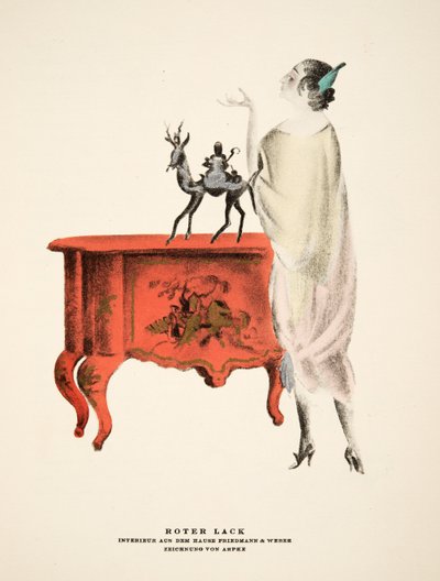"Roter Lack", reclame voor Friedman en Weber, uit Styl, pub.1922 (pochoirdruk) door German School