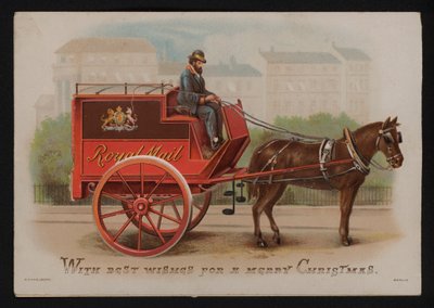 Royal Mail bestelwagen, kerstkaart, eind 19e of begin 20e eeuw door German School
