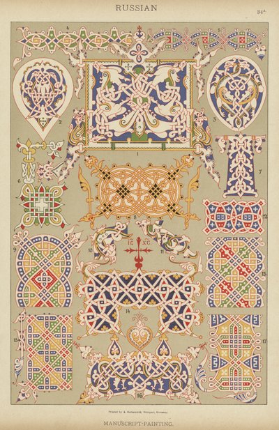 Russisch, Manuscript-Schildering door German School