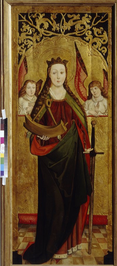 Sint-Catharina van Alexandrië met een stuk van het martelwiel door German School