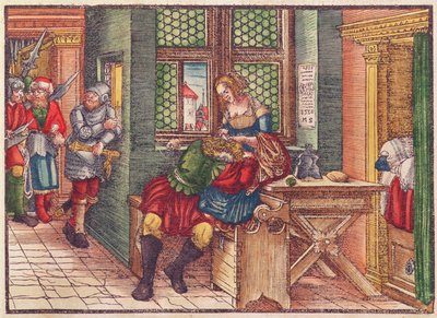 Simson en Delila, uit de Lutherbijbel, ca. 1530 door German School