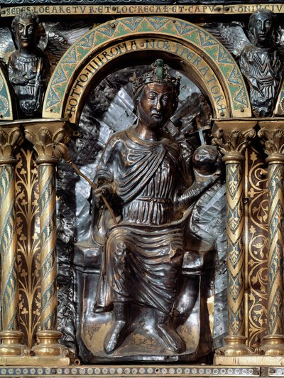 Sarcophagus van Karel de Grote. Weergave van Keizer Otto IV van Brunswijk door German School
