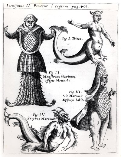 Zeemonstren, illustratie uit Physica Curiosa door Gaspar Schott S.J. (1608-66), gepubliceerd Würzburg 1662 door German School