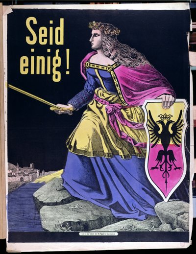 Seid Einig!, Duitse patriottische poster, c.1870 door German School