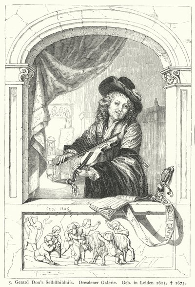 Zelfportret van de schilder van de Nederlandse Gouden Eeuw Gerrit Dou door German School