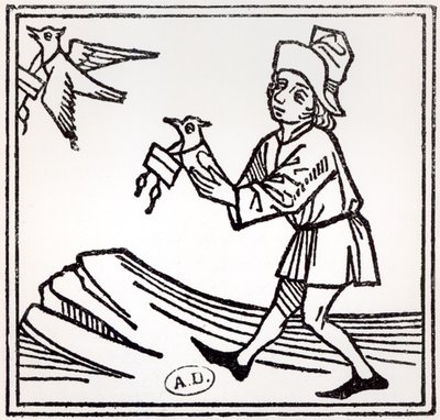 Een brief versturen per duivenpost, 1488 door German School