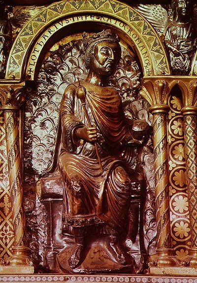 Heiligdom van Keizer Karel de Grote (742-814), detail (detail) door German School