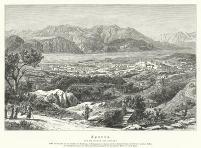 Sparta, Oud-Griekenland (gravure) door German School