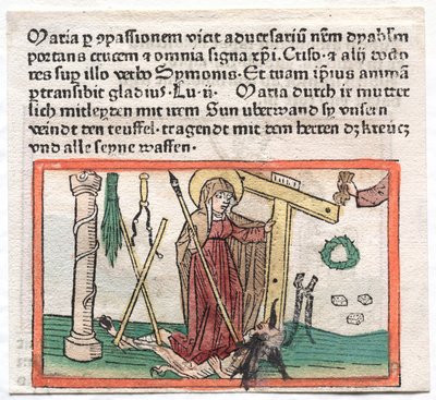 Spiegel Menslicher Behaltnis: De Maagd Maria Overwint een Duivel, 1400s door German School