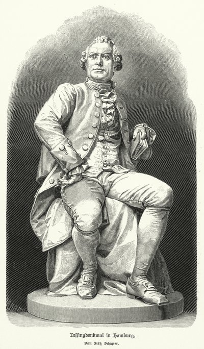 Standbeeld in Hamburg door Fritz Schaper van Duitse dramaturg en filosoof Gotthold Ephraim Lessing door German School