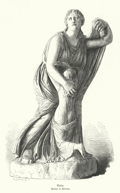 Standbeeld van Niobe die een van haar kinderen beschermt tegen Artemis en Apollo door German School