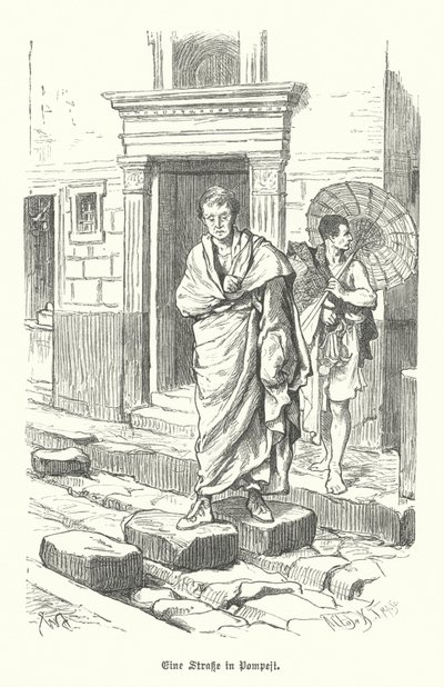 Straat in de oude Romeinse stad Pompeii door German School