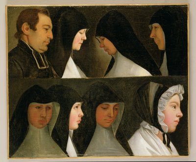 Studie van Nonnen, een Novice en een Abt door German School