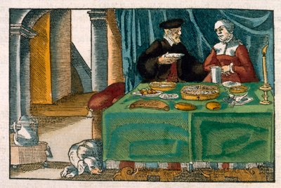 Avondmaaltafel, uit een Duits manuscript, ca. 1650 door German School