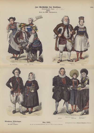 Zwitserse kostuum, eind 18e eeuw door German School