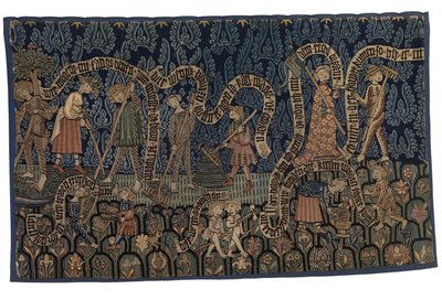 Tapijt dat de maand juli illustreert, ca. 1400-25 (wol en linnen) door German School