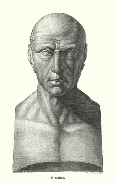 Terentius, Romeinse toneelschrijver (gravure) door German School