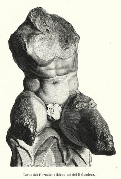 De Belvedere Torso, Romeins beeldhouwwerk traditioneel beschouwd als een voorstelling van Hercules door German School