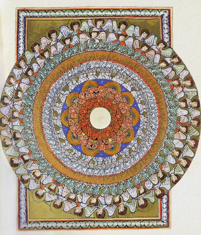 Het Koor van Engelen. Miniatuur uit Liber Scivias door Hildegard van Bingen, ca.1175 door German School