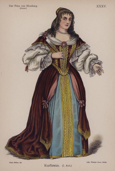 De hertogin van Brandenburg, uit Der Prinz von Homburg door Heinrich von Kleist door German School