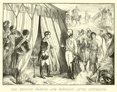 Keizer Frans en Napoleon na Austerlitz door German School