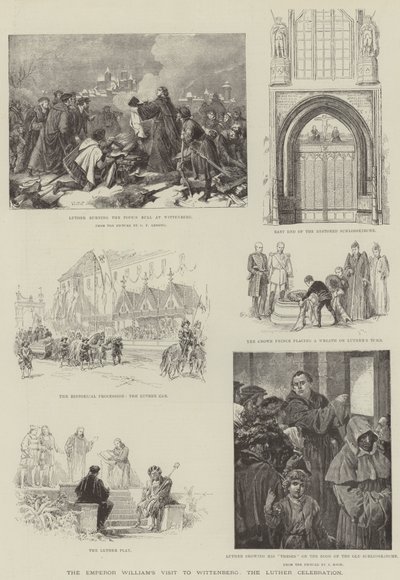 Het Bezoek van Keizer Wilhelm aan Wittenberg, de Luther Viering (gravure) door German School