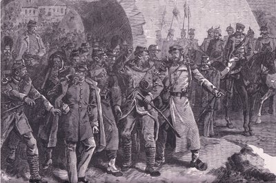 Het Franse leger verlaat Metz, Cassells Geschiedenis van de Oorlog tussen Frankrijk en Duitsland uitgegeven door Cassell and Company Limited, c.1890 door German School