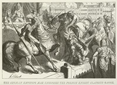 De Duitse Keizer Max werpt de Franse Ridder Claudius Barre van zijn paard door German School