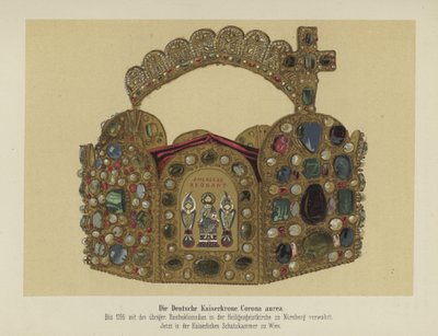 De keizerlijke kroon van de Heilige Roomse keizer (kleur litho) door German School