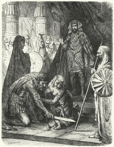 Het oordeel van Salomo (gravure) door German School