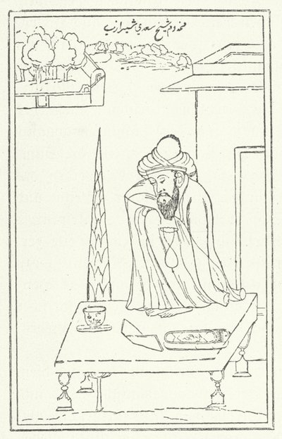 De Perzische dichter Saadi (gravure) door German School