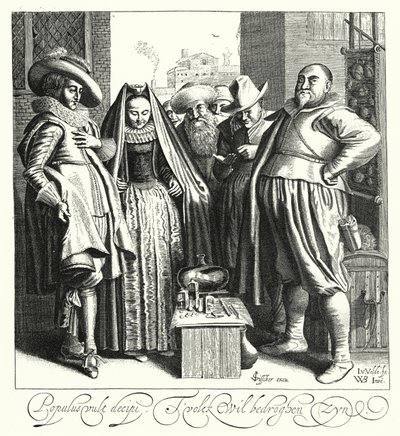De kwakzalver (gravure) door German School