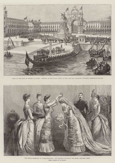 Het koninklijk huwelijk in Charlottenburg (gravure) door German School