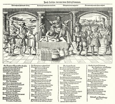 De belastinginner (gravure) door German School