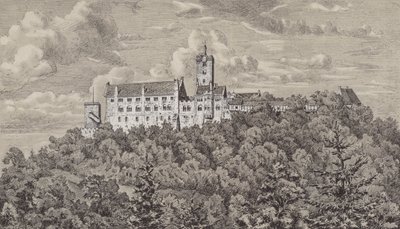 De Wartburg, kasteel met uitzicht op de stad Eisenach, Thüringen, Duitsland door German School