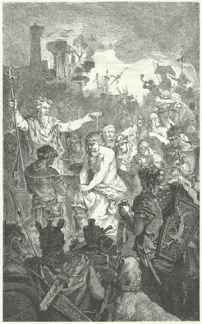 De doop van Clovis I, koning der Franken, 496 (gravure) door German School