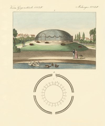 Het koepelvormige gebouw in de dierentuin van Surrey door German School