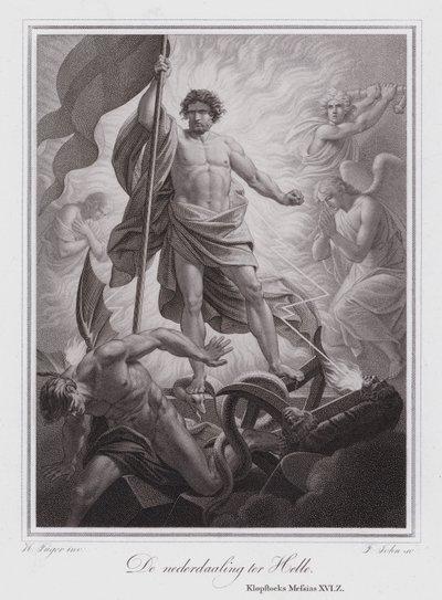 De afdaling in de hel (gravure) door German School