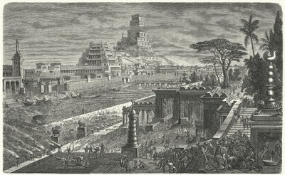 De val van Babylon aan de Perzen, 540 v.Chr. (gravure) door German School