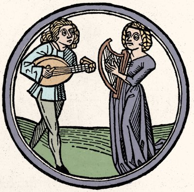 De vier temperamenten: flegmatisch. Houtsnede, Augsburg 1480 door German School