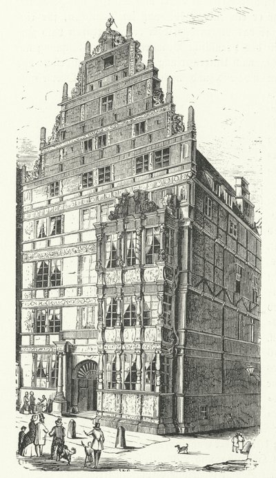 Het huis van de Duitse polymath Gottfried Wilhelm Leibniz in Hannover (gravure) door German School