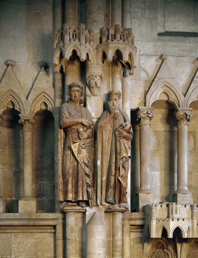 De ridder Ekkard en zijn vrouw Uta (Hermann en Reglindis) Beeldhouwwerk van de Duitse school. 1245 kathedraal van Sint-Pieter en Paulus, Naumburg, Duitsland door German School