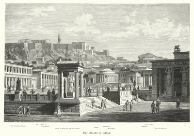De markt in Athene, Oud Griekenland door German School