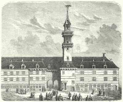De oorspronkelijke Royal Exchange, Londen (gravure) door German School