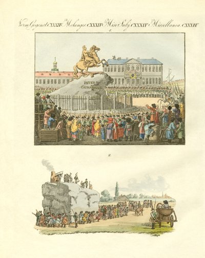 Het standbeeld van Peter de Grote te paard in Sint-Petersburg door German School