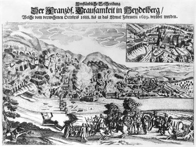 De inname en vernietiging van Heidelberg door de Fransen in februari 1689 door German School