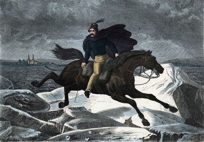 Het verhaal van Sandor op zijn paard Tartar galopperend op de ijsrivier van de Donau. In 