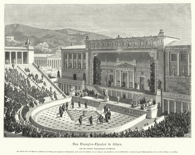 Theater van Dionysus Eleuthereus, Athene, Oud-Griekenland (gravure) door German School