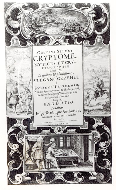 Titelpagina van Boek 9 van Cryptomenysis en Cryptografie door Gustavus Selenus (Augustus, Hertog van Brunswijk), 1624 door German School